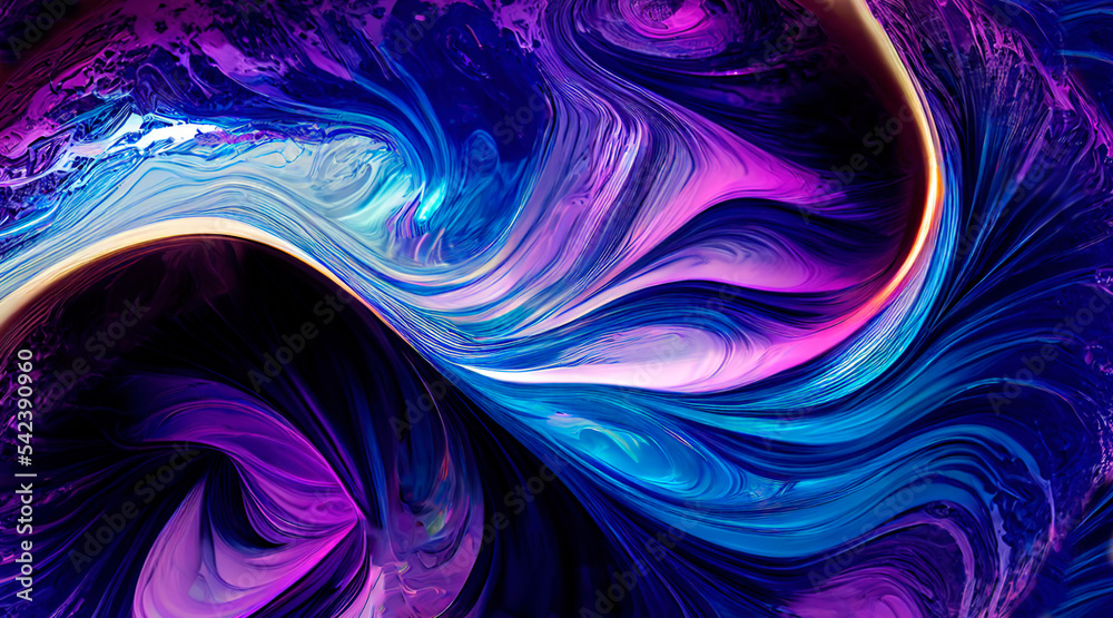 Fototapeta premium abstract fractal background with waves, Generative AI 