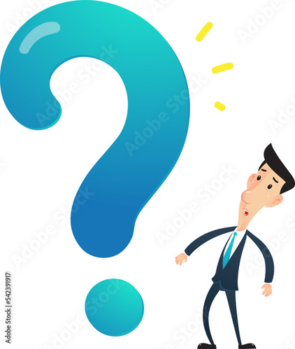 Worker man dazed big question mark