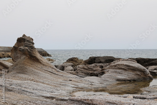 Fototapeta Naklejka Na Ścianę i Meble -  Rocky coast with water ponds in Antalya Turkey