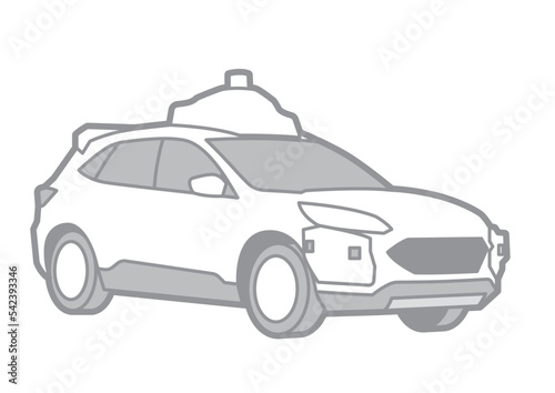 AUTONOMOUS TAXI - VECTOR ILLUSTRATOR ON WHITE BACKGROUND - SPORTCAR_T124   542393346