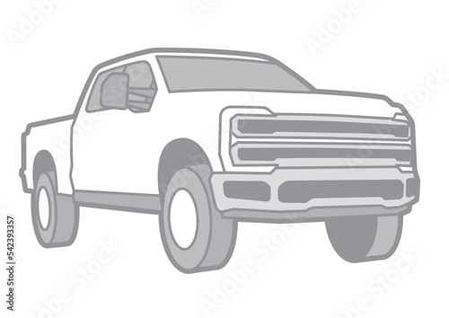 AMERICAN PICKUP TRUCK - VECTOR ILLUSTRATOR ON WHITE BACKGROUND - SPORTCAR_T125 : 542393357