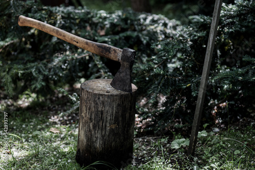 axe with a wooden handle