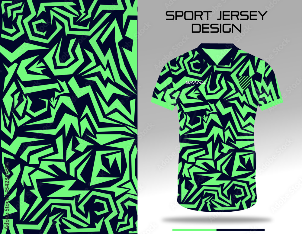 Mint green sport jersey uniform textile design for soccer, football,  volleyball, badminton club. Sublimation printing fabric vector design.  Stock Vector
