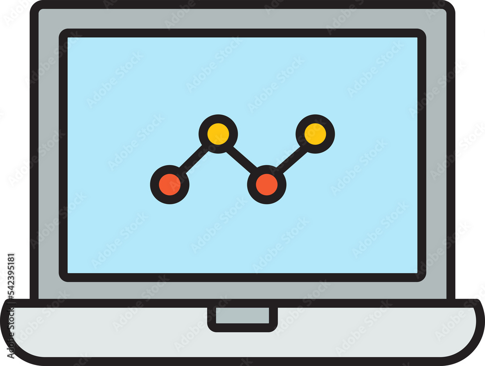 laptop and graph icon laptop and graph icon