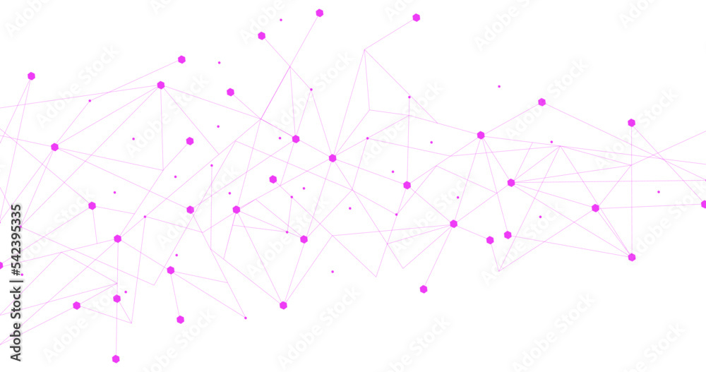 Pink network. Abstract connection on white background. Network technology background with dots and lines for desktop. Ai background. Abstract concept. Line background, network technology vector