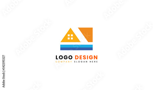 Abstract beach coastal resort logo design template element. Coastal Resort logo usable for business and company branding logos. flat vector logo design template element.
