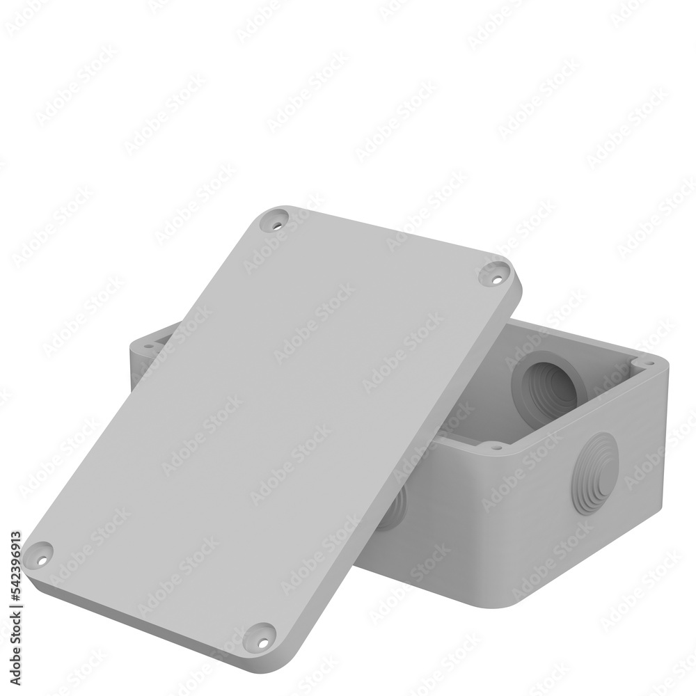 3d rendering illustration of a rectangular junction box 3d rendering illustration of a rectangular junction box