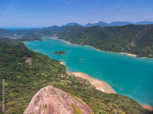 Aerial View to saco do mamangua in Paraty, Rio de Janeiro, Brasil, COnsider the only tropical fiord in the planet. photo