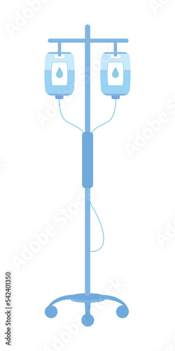 Intravenous therapy semi flat color vector object. Hospital treatment. Editable element. Full sized item on white. IV bag on pole simple cartoon style illustration for web graphic design and animation
