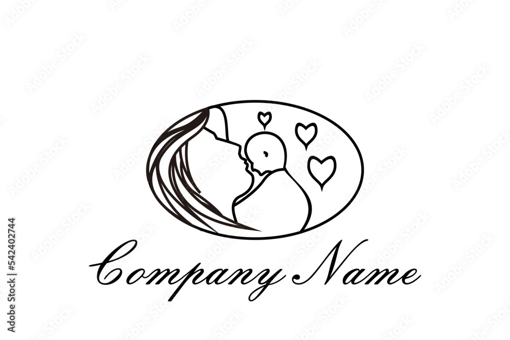 Obraz premium Beauty Mom Mother Mommy Woman Love Baby for Nursing Lactating logo design