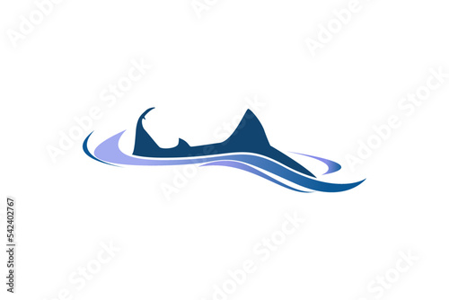 Swimming Shark with Blue Fin illustration