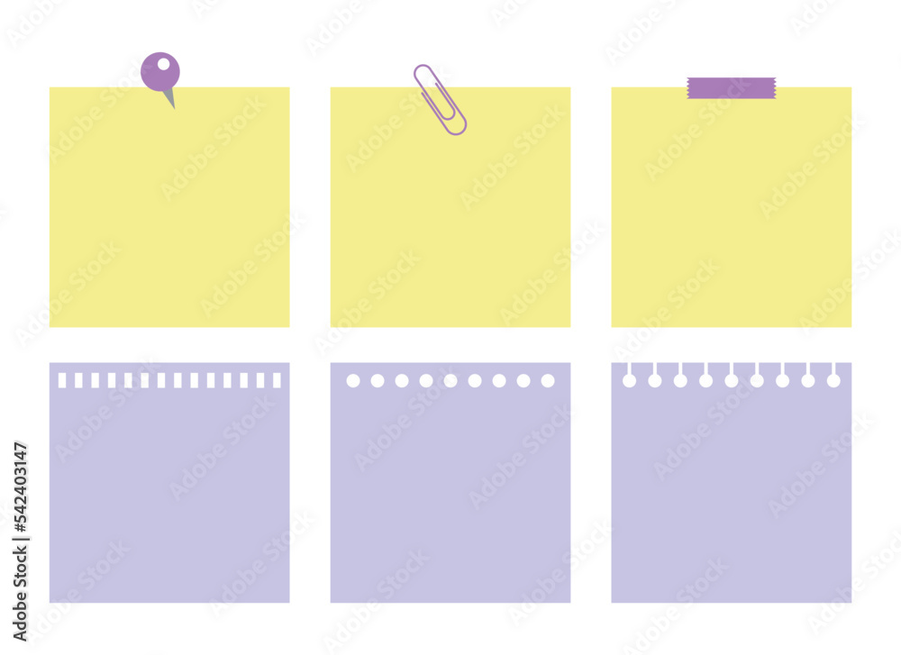 Simple note paper, notepad, blank frame template illustration set of note design. Simple note paper, notepad, blank frame template illustration set of note design.