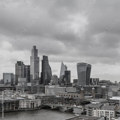 View of downtown London on a cloudy day in February 2020