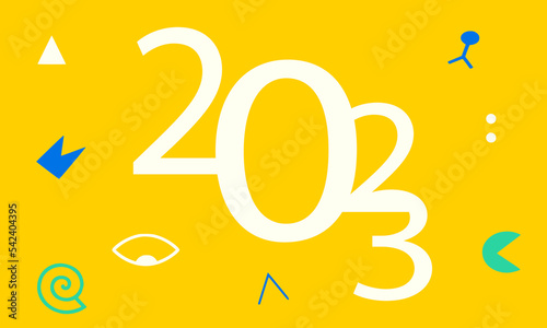 Happy New Year 2023 Greeting banner logo design illustration, Creative and Colorful 2023 new year vector
