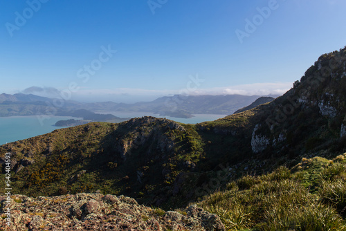 Mountainous hill view around Port Hills, Christchurch, New Zealand.