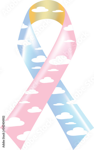 Realistic cloud ribbon. congenital diaphragmatic hernia awareness month poster. illustration. world day of solidarity with diaphragmatic hernia.