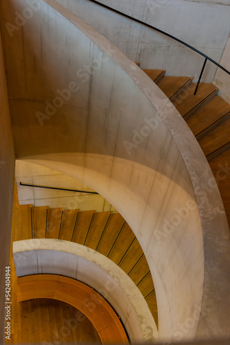 Concrete spiral staircase image as art of the 80s of the twentieth century