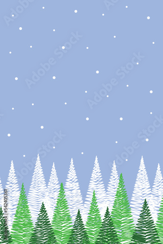 Abstract Christmas trees. Winter background. Vector illustration