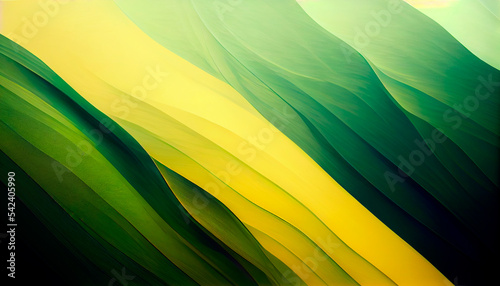 Fotografering Abstraction in yellow-green waves descending from top to bottom