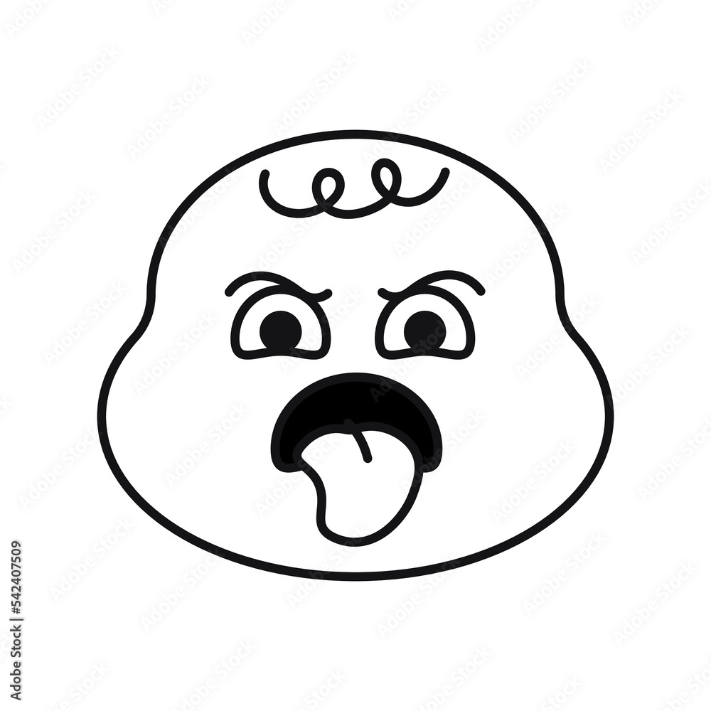 Green round character color line icon. Mascot of emotions. Green round character color line icon. Mascot of emotions.