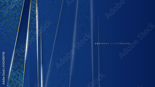 Abstract wavy luxury dark blue and gold background. Illustration vector