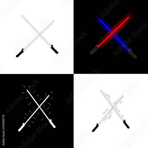 Star wars lightsaber vector icons on isolated background