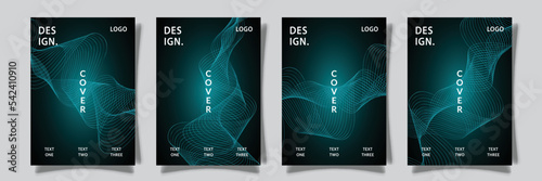 blue color futuristic abstract wavy cover collection vector design