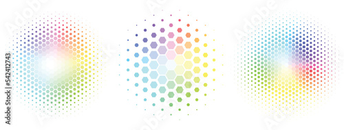 halfton elements circles, multicolored rainbow.