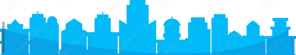 Fototapeta premium blue silhouette city skyline illustration