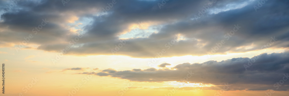 Picturesque view of beautiful sky with clouds. Banner design