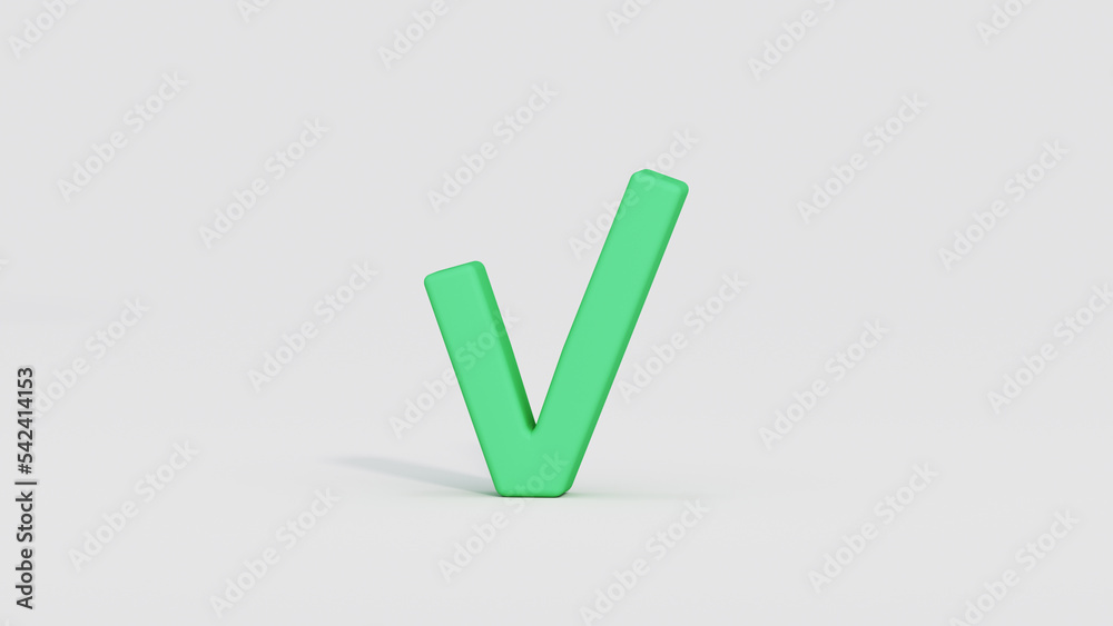 Minimal green check mark 3D render illustration Minimal green check mark 3D render illustration