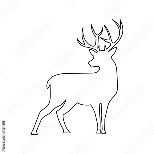 Deer flat line icon. Vector thin sign of reindeer, wild animal. Outline illustration for zoo color editable