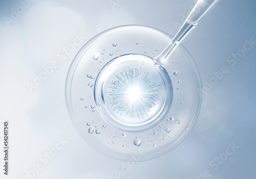 Cosmetic pipette with Cosmetic Essence oil Liquid drop on a Clean background, 3d rendering.