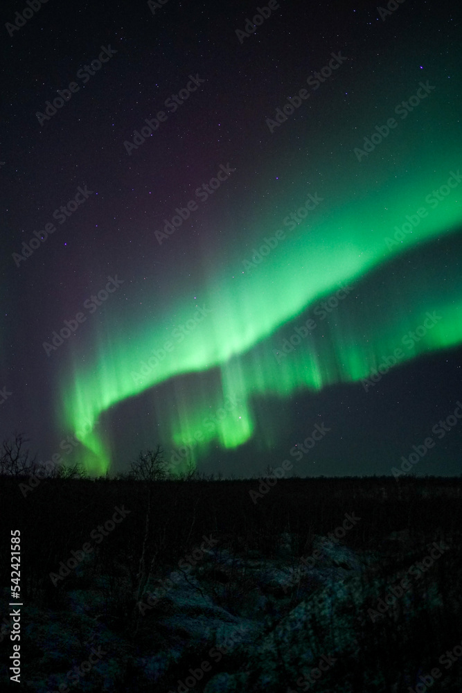 Northern Lights in Kautokeino, Northern Norway. Autumn Aurora.