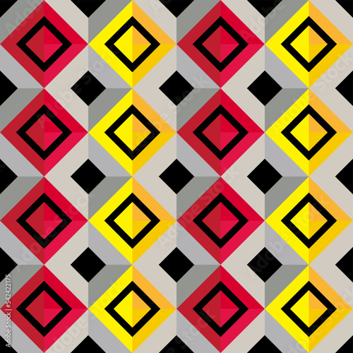 geometric pattern seamless red and yellow textile