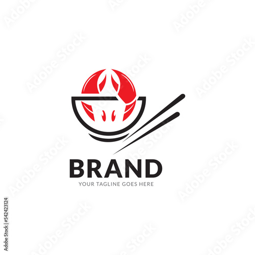 crab shaped cooking illustration for Seafood logo design.