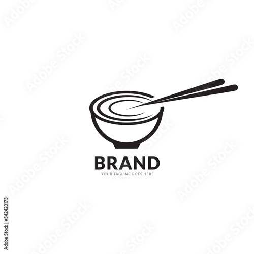 Chinese noodle logo design icon template. Japanese ramen vector illustration.