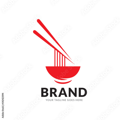 Chinese noodle logo design icon template. Japanese ramen vector illustration.