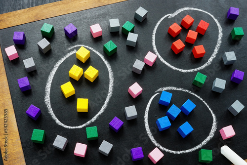 Customer segmentation models concept. Segments with colorful cubes.