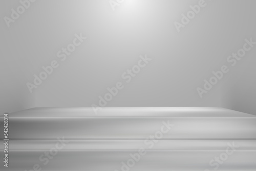 3D gray scene background product. Podium gray background vector render. Product display stand.