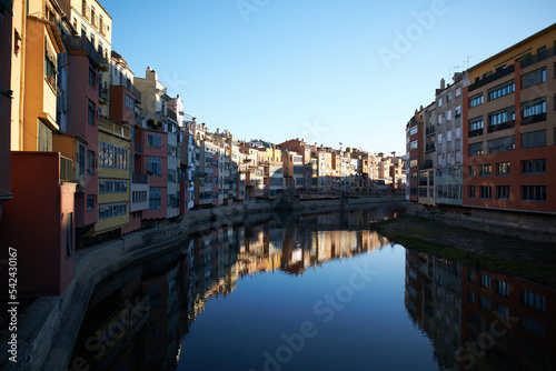 Hanging houses over the O  ar river  Girona  Tarragona  Spain