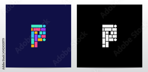 Square Rectangle Circle Letter Logo Design P