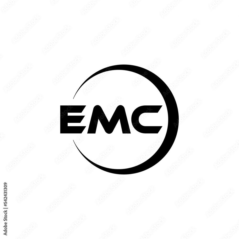 EMC letter logo design with white background in illustrator, cube logo, vector logo, modern alphabet font overlap style. calligraphy designs for logo, Poster, Invitation, etc.