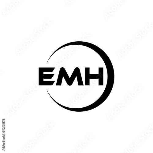 EMH letter logo design with white background in illustrator, cube logo, vector logo, modern alphabet font overlap style. calligraphy designs for logo, Poster, Invitation, etc.