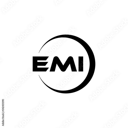 EMI letter logo design with white background in illustrator, cube logo, vector logo, modern alphabet font overlap style. calligraphy designs for logo, Poster, Invitation, etc.