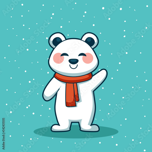 Polar bear character cartoon in winter season
