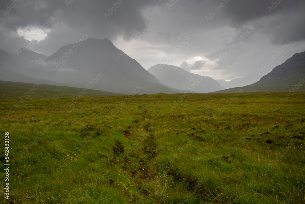 Mountains and valleys in Glencoe, Scotland