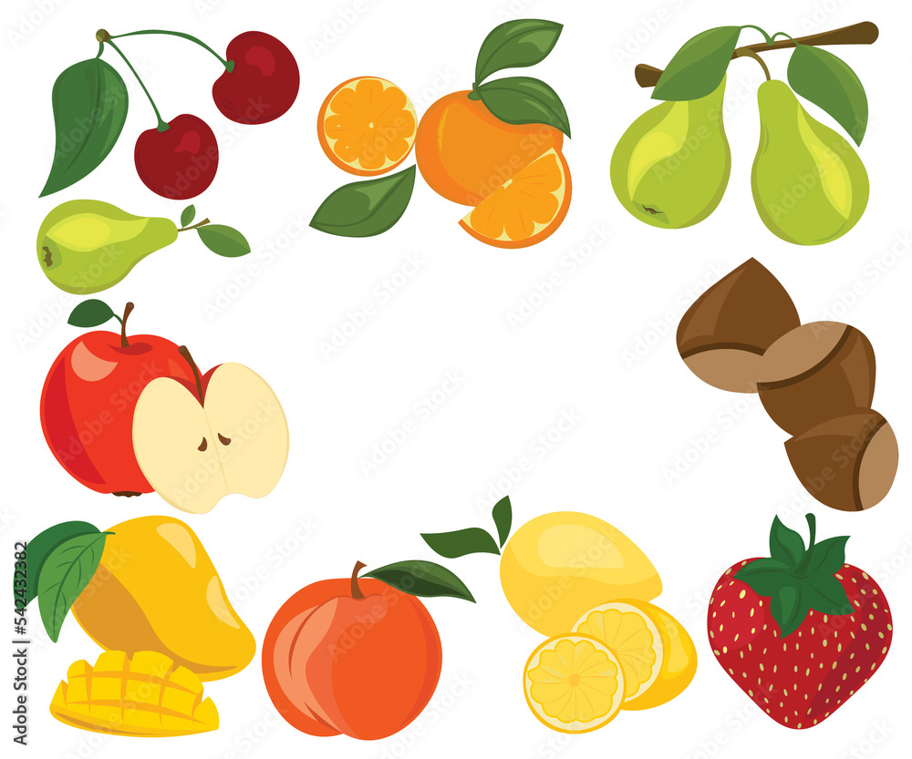 set of fruits and berries set of fruits and berries