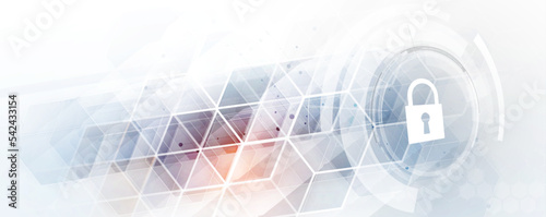 internet digital security technology concept for business background. Lock on circuit board