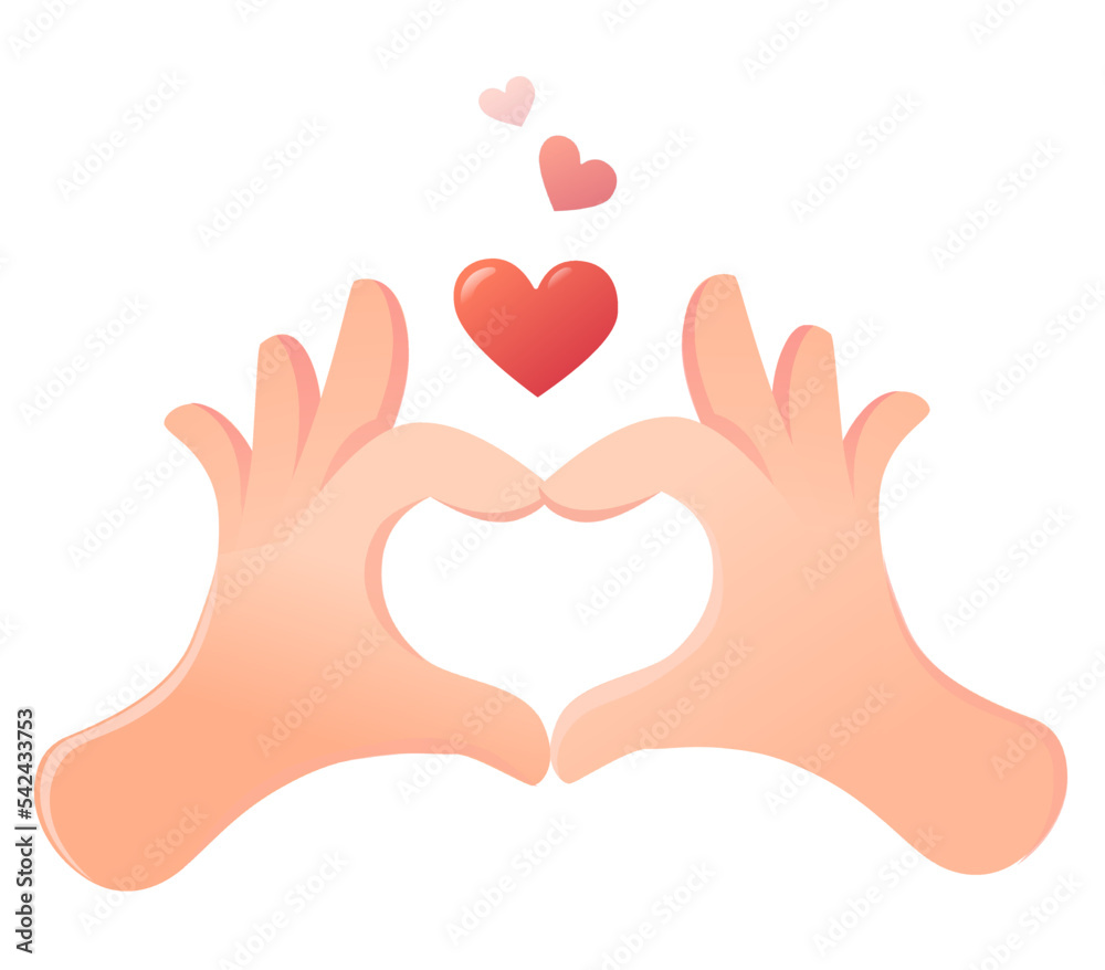 Illustration of love is depicted with the fingers of the hands Illustration of love is depicted with the fingers of the hands